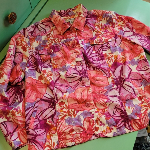 Coldwater Creek Lightweight Floral Summer Jacket XL - Picture 2 of 10